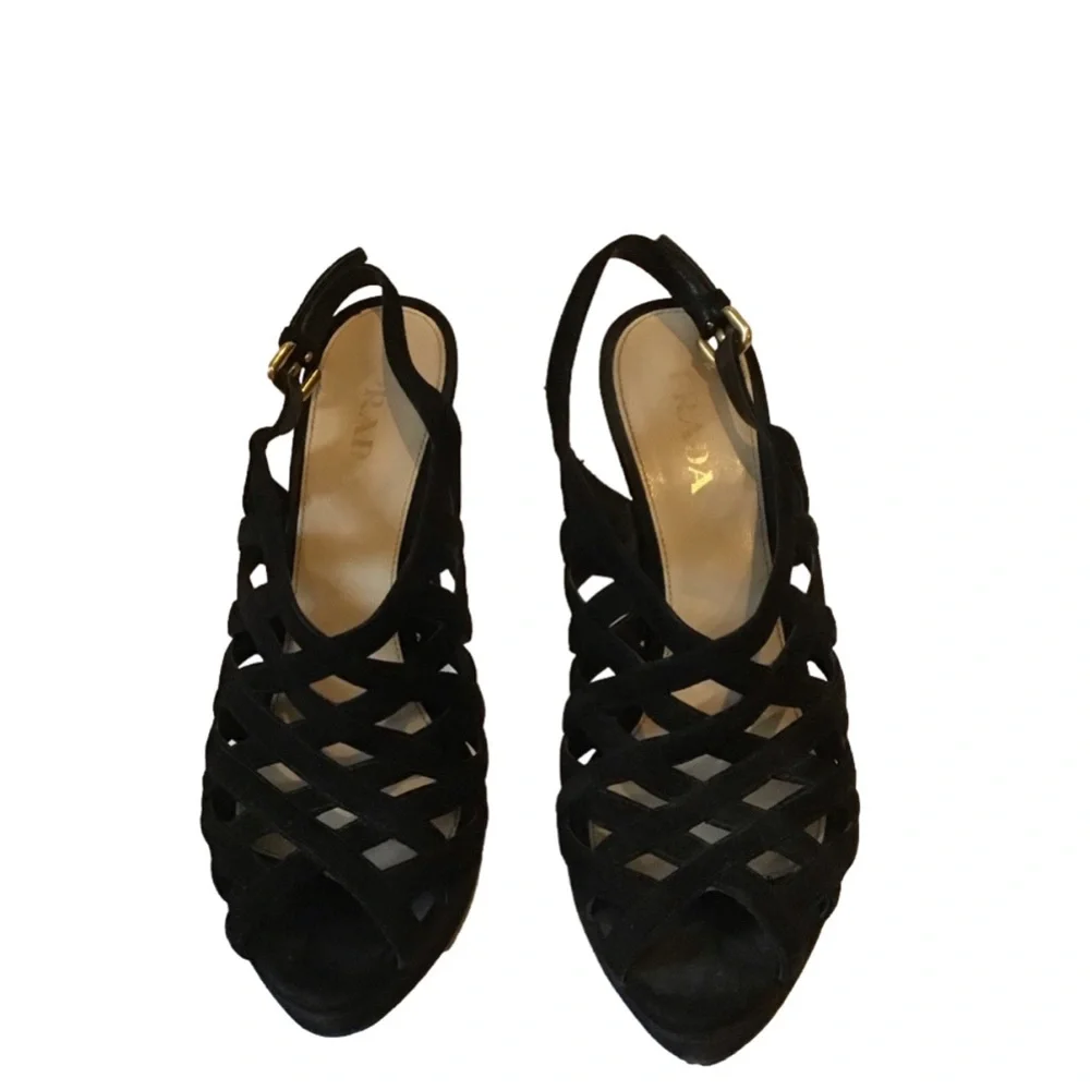 Prada black suede cage stiletto sandal, size 38 ❣️HOST PIC❣️ - Picture 2 of 9